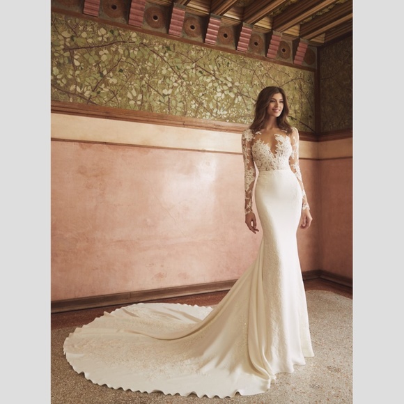NEW UNWORN Custom Pronovias Atelier Vicenta Dress With Cathedral Veil - Picture 8 of 8